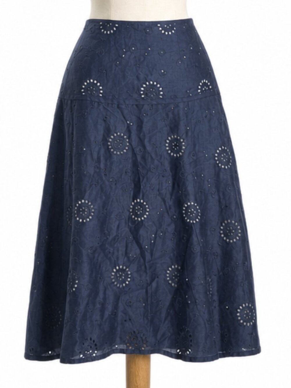 Saint Tropez West Linen Blend Eyelet Skirt Women Size 10 Black